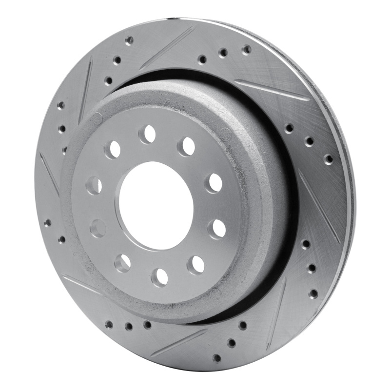 Lincoln Town Car Brake Rotor (1) - Rear Left - R1 Concepts - Drilled & Slotted - Silver - `03-`11